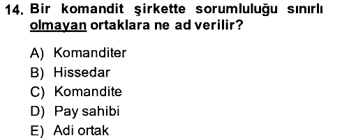 Şirketler Muhasebesi 2013-2014 Ara Sınav - 14. soru