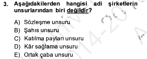 Şirketler Muhasebesi 2014-2015 Ara Sınav - 3. soru