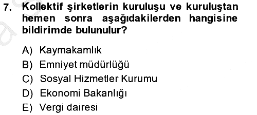 Şirketler Muhasebesi 2014-2015 Ara Sınav - 7. soru