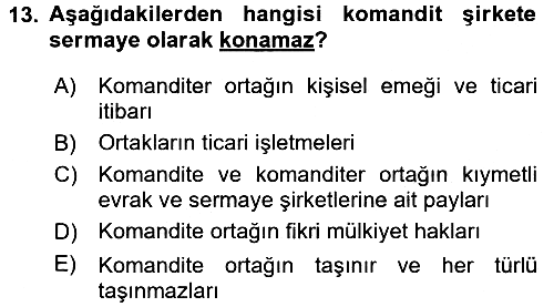Şirketler Muhasebesi 2017-2018 Ara Sınav - 13. soru