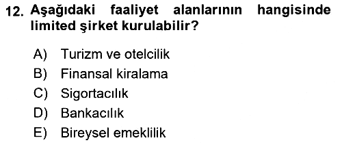Şirketler Muhasebesi 2021-2022 Ara Sınav - 12. soru