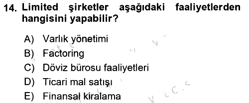 Şirketler Muhasebesi 2021-2022 Ara Sınav - 14. soru