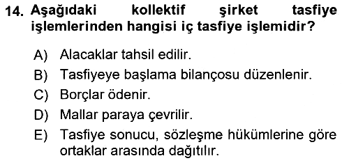 Şirketler Muhasebesi 2023-2024 Ara Sınav - 14. soru