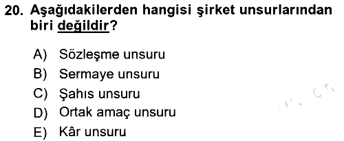 Şirketler Muhasebesi 2023-2024 Ara Sınav - 20. soru