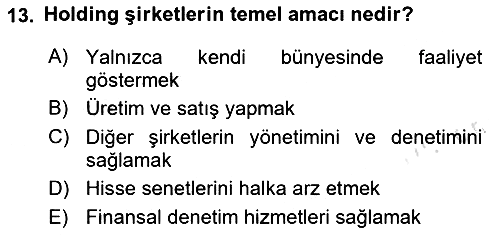 Şirketler Muhasebesi 2024-2025 Ara Sınav - 13. soru