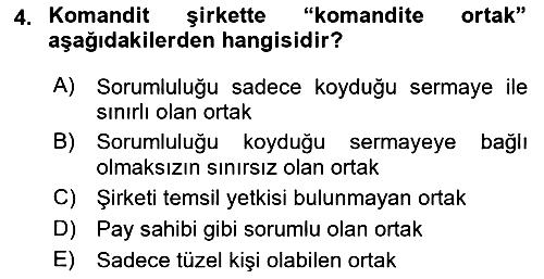Şirketler Muhasebesi 2025-2026 Ara Sınav - 4. soru