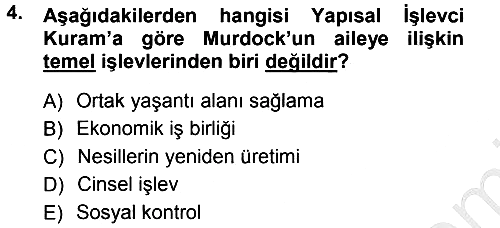 Anne Baba Eğitimi 2012-2013 Ara Sınav - 4. soru