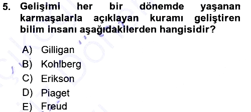 Anne Baba Eğitimi 2015-2016 Ara Sınav - 5. soru