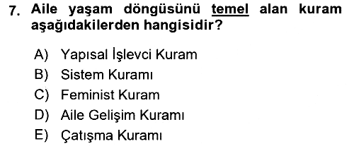 Anne Baba Eğitimi 2017-2018 Ara Sınav - 7. soru