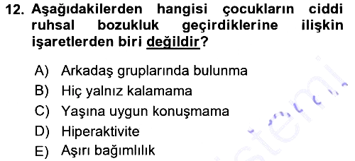 Anne Baba Eğitimi 2015-2016 Dönem Sonu Sınavı - 12. soru