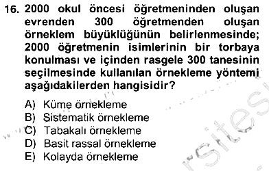 Bilimsel Araştırma Yöntemleri 2012-2013 Ara Sınav - 16. soru