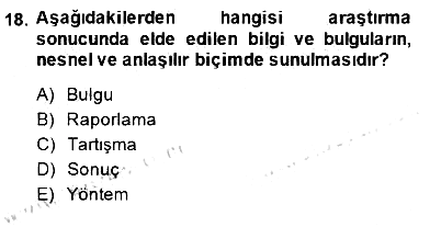 Bilimsel Araştırma Yöntemleri 2014-2015 Dönem Sonu Sınavı - 18. soru