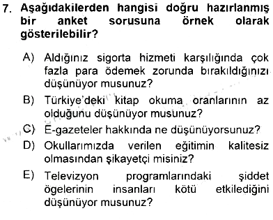 Bilimsel Araştırma Yöntemleri 2015-2016 Dönem Sonu Sınavı - 7. soru