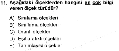 Bilimsel Araştırma Yöntemleri 2013-2014 Tek Ders Sınavı - 11. soru