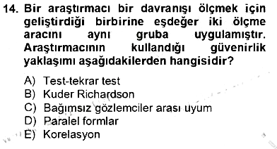 Bilimsel Araştırma Yöntemleri 2013-2014 Tek Ders Sınavı - 14. soru