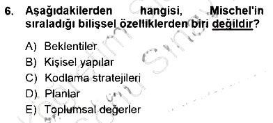 Çocuk Ruh Sağlığı 2012-2013 Dönem Sonu Sınavı - 6. soru