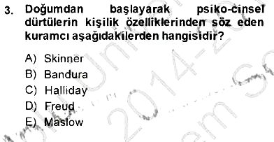 Çocuk Ruh Sağlığı 2014-2015 Dönem Sonu Sınavı - 3. soru