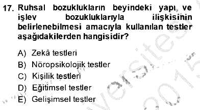 Çocuk Ruh Sağlığı 2014-2015 Dönem Sonu Sınavı - 17. soru