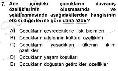 Çocuk Ruh Sağlığı 2015-2016 Dönem Sonu Sınavı - 7. soru