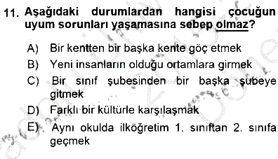 Çocuk Ruh Sağlığı 2015-2016 Dönem Sonu Sınavı - 11. soru