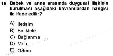Çocuk Ruh Sağlığı 2013-2014 Tek Ders Sınavı - 16. soru