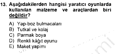Çocukta Oyun Gelişimi 2014-2015 Ara Sınav - 13. soru