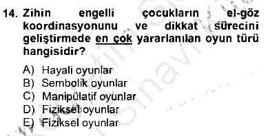 Çocukta Oyun Gelişimi 2013-2014 Dönem Sonu Sınavı - 14. soru