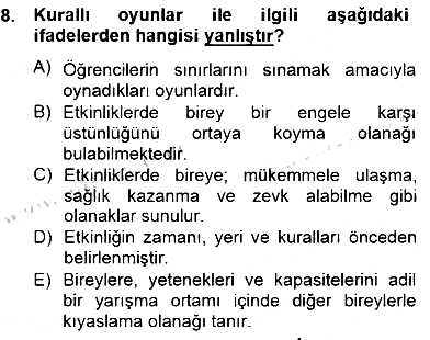 Çocukta Oyun Gelişimi 2014-2015 Dönem Sonu Sınavı - 8. soru