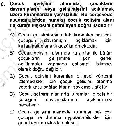 Erken Çocukluk Döneminde Gelişim 1 2013-2014 Ara Sınav - 6. soru