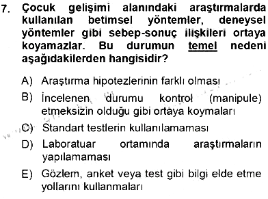 Erken Çocukluk Döneminde Gelişim 1 2013-2014 Ara Sınav - 7. soru