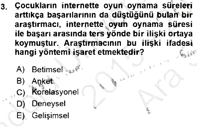 Erken Çocukluk Döneminde Gelişim 1 2015-2016 Ara Sınav - 3. soru