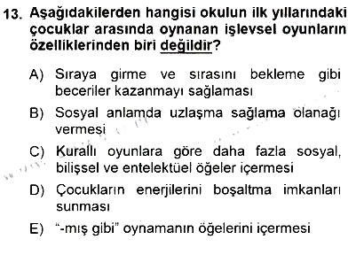 Erken Çocukluk Döneminde Gelişim 1 2014-2015 Dönem Sonu Sınavı - 13. soru