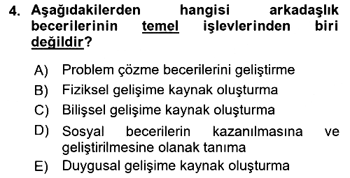 Erken Çocukluk Döneminde Gelişim 2 2015-2016 Dönem Sonu Sınavı - 4. soru
