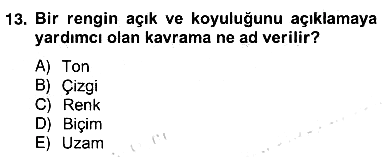 Görsel Sanatlar Eğitimi 2013-2014 Ara Sınav - 13. soru