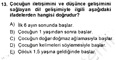 İlköğretime Hazırlık Ve İlköğretim Programları 2014-2015 Ara Sınav - 13. soru