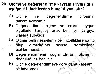 İlköğretime Hazırlık Ve İlköğretim Programları 2012-2013 Dönem Sonu Sınavı - 20. soru