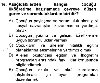 İlköğretime Hazırlık Ve İlköğretim Programları 2013-2014 Dönem Sonu Sınavı - 16. soru
