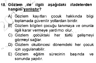 İlköğretime Hazırlık Ve İlköğretim Programları 2013-2014 Dönem Sonu Sınavı - 18. soru