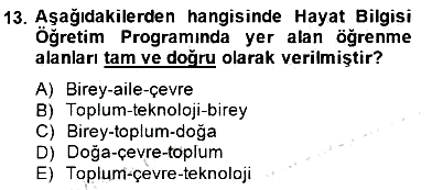 İlköğretime Hazırlık Ve İlköğretim Programları 2014-2015 Dönem Sonu Sınavı - 13. soru