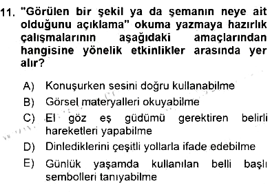 İlköğretime Hazırlık Ve İlköğretim Programları 2015-2016 Dönem Sonu Sınavı - 11. soru