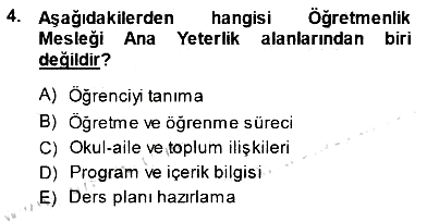 Öğretmenlikte Mesleki Gelişim 2014-2015 Ara Sınav - 4. soru