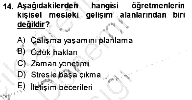 Öğretmenlikte Mesleki Gelişim 2014-2015 Ara Sınav - 14. soru