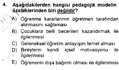 Öğretmenlikte Mesleki Gelişim 2012-2013 Dönem Sonu Sınavı - 4. soru