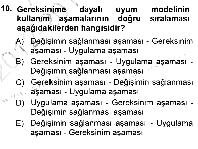 Öğretmenlikte Mesleki Gelişim 2012-2013 Dönem Sonu Sınavı - 10. soru