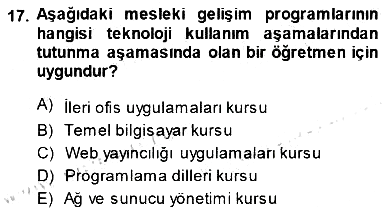 Öğretmenlikte Mesleki Gelişim 2014-2015 Dönem Sonu Sınavı - 17. soru