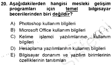 Öğretmenlikte Mesleki Gelişim 2015-2016 Dönem Sonu Sınavı - 20. soru