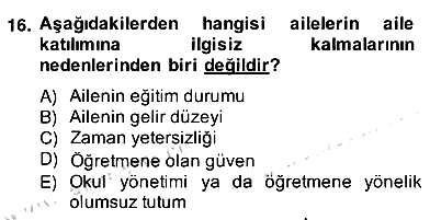 Okul, Aile Ve Çevre İş Birliği 2013-2014 Ara Sınav - 16. soru