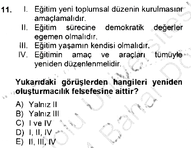 Okul, Aile Ve Çevre İş Birliği 2013-2014 Dönem Sonu Sınavı - 11. soru