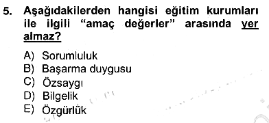 Okulöncesi Dönemde Değerler Eğitimi 2012-2013 Ara Sınav - 5. soru
