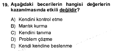 Okulöncesi Dönemde Değerler Eğitimi 2013-2014 Ara Sınav - 19. soru